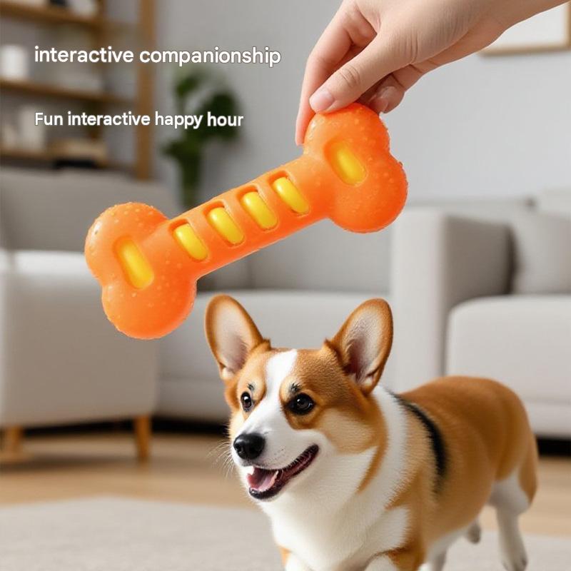 Dog Chew Toy TPR Teething Bone Tough Durable Interactive Training Puppy Chew Toy Boredom Relief