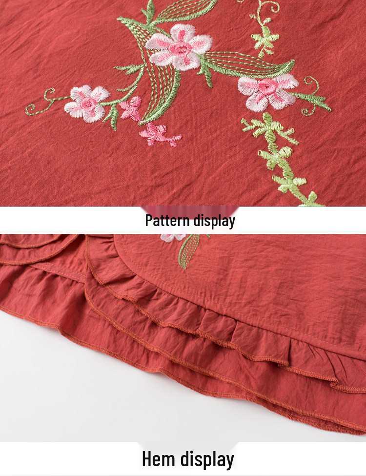 Mom's Chinese-Style Summer Set: Short Sleeve Embroidered Top for Middle-Aged & Elderly Women