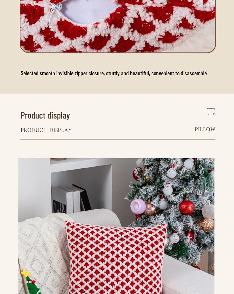Diamond Check Jacquard Plush Christmas Pillowcase - Decorative Cushion Cover for Living Room, Bedroom, Sofa