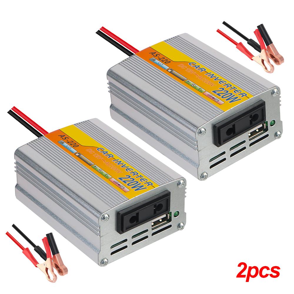 220W Car Inverter DC 12V To AC 220V With Switch USB Charger AC Power Socket Solar Power Storage Battery Converter Power Adapter