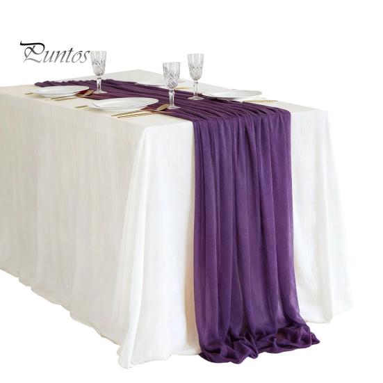 Heat Resistant Table Runner Sheer Flowing Runner, Chiffon Wedding Elegant Solid Color Durable for Dining Home Bridal Shower Party Decor Decorative