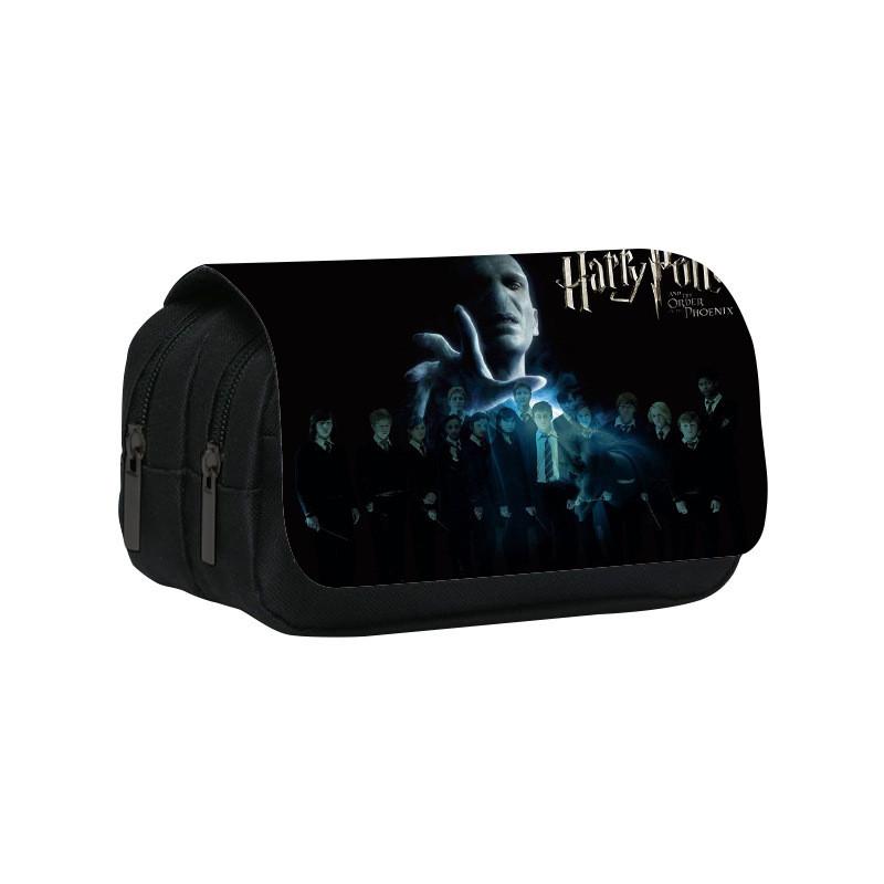 Cartoon Harry Potter Pattern Double Layer Stationery Storage Bag For Students And School Supplies