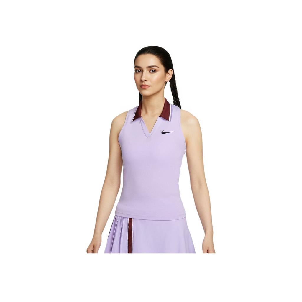Nike Tennis Polo Comfortable Simple Sleeveless Top Women Tops Purple FZ6753-515