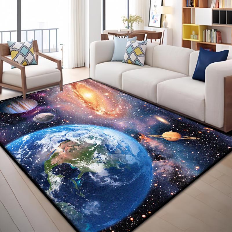

Ковер Звездное небо Солнечной системы Гостиная Мультяшное украшение Домашний напольный коврик Противоскользящий Детская спальня Прикроватные коврики Моющийся 60*90cm