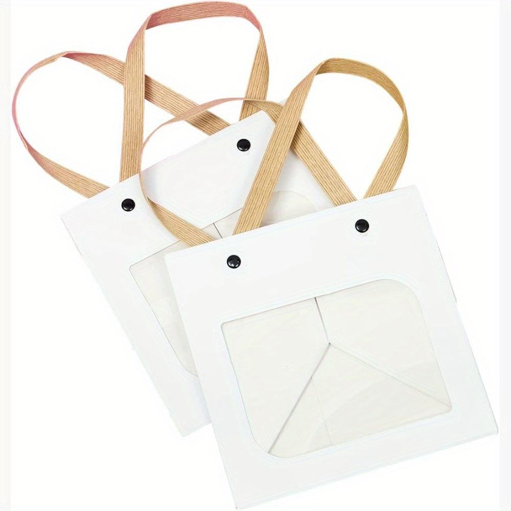 20pcs Gift Bags with Window and Handle Party Favor Bags Kraft Paper Square Bag Treat Bags Gift Wrap Bag Packaging Bags for Birthdays Weddings Parties