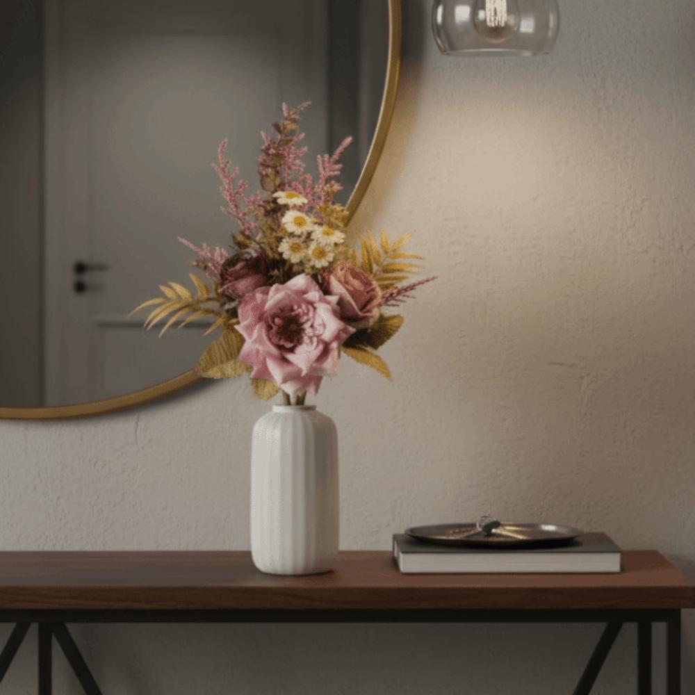 Äkta beröring Konstgjord Blomsterbukett Livslik Silkesblomma Arrangement Heminredning