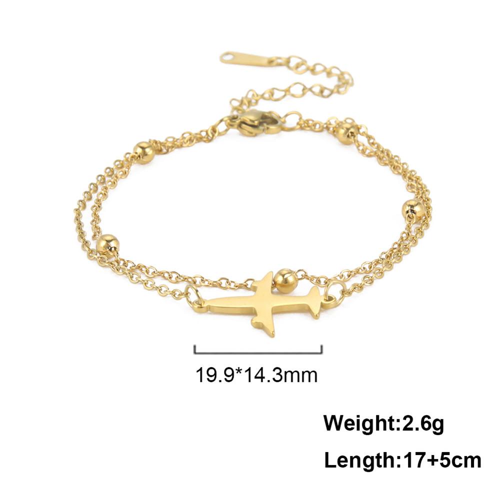 Damen-Armbänder mit Flugzeug-Anhänger, zweilagige Perlenketten-Armbänder, Schmuck aus Edelstahl, Freundschaftsgeschenk