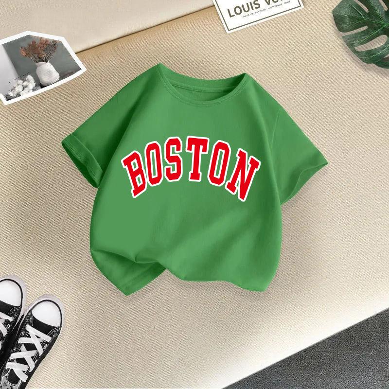 Dětské tričko s potiskem písmen Dětské tričko Dětské 100% bavlněné oblečení 2-13 let Tričko Top