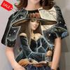 Halloween Pattern T Shirt For Women Witch 3d Printed Short Sleeves Summer Casual Oversized T-shirts O-neck Tops Tees Streetwear