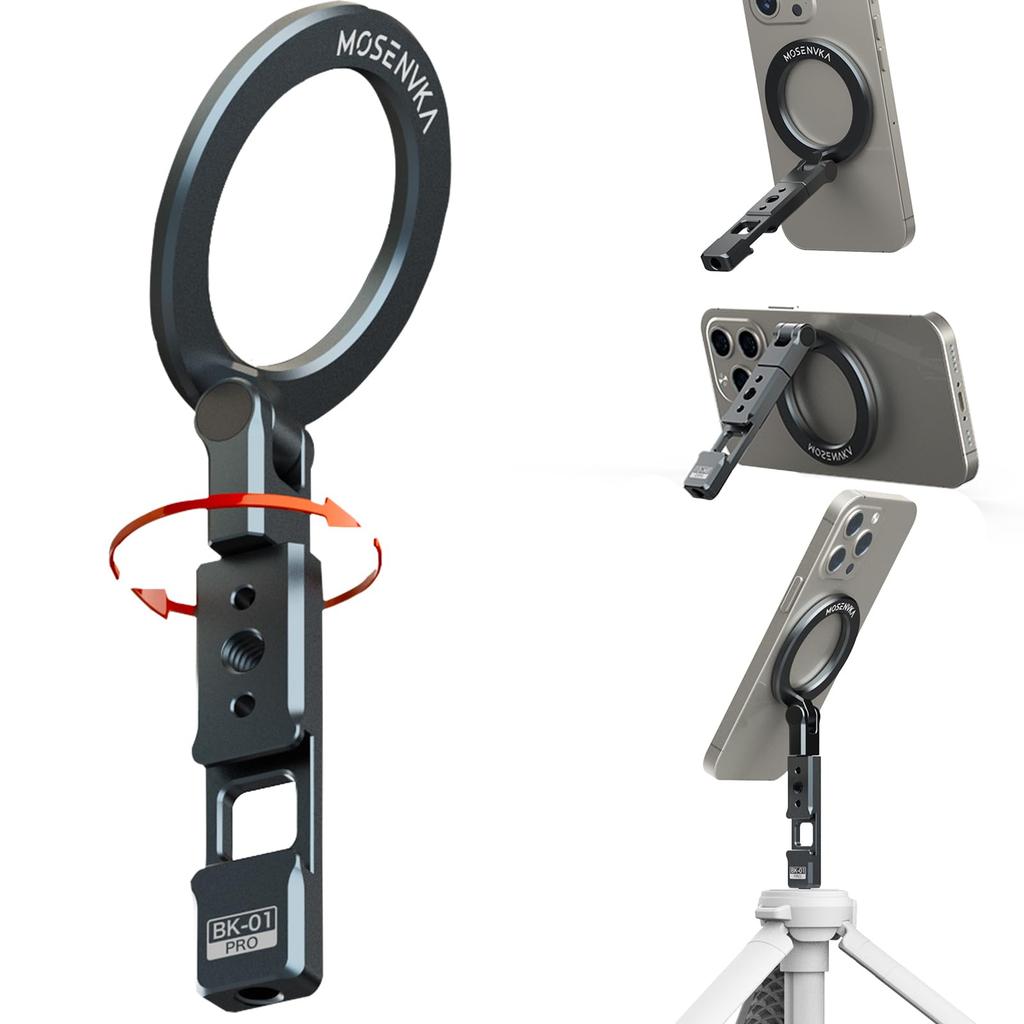 MOSENVKA Tripod Smartphone Mobile Phone MagSafe Magnetic Phone MagSafe Aluminum Super Strong Magnetic Slim and Smartphone Tripod with Inch Screw