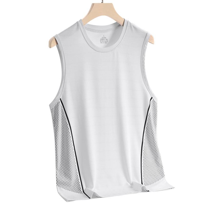 Men's Summer Ice Silk Quick-Dry Sleeveless Sports Vest: Breathable, Lightweight, Versatile, and Trendy