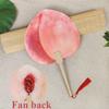 Hand-Drawn Double-sided Asymmetrical Rice Paper Fan | Wooden Grip & Tassel, Summer Fruit Print | for Gifting & Decor