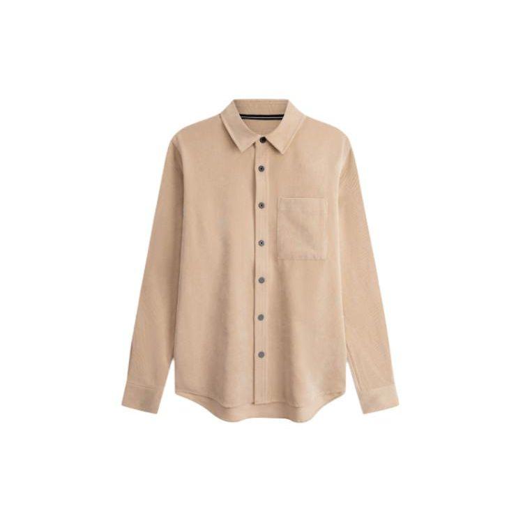 Calvin Klein Embroidered Patch Corduroy Long Sleeve Shirt Men shirts Khaki J324394-PF2