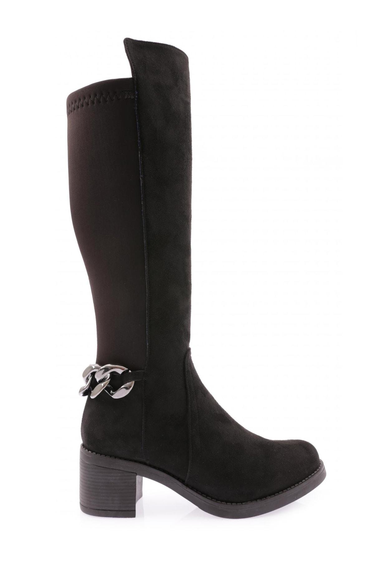 

Женские модные ботинки на эластичном каблуке с цепочкой 710-22K сзади 36