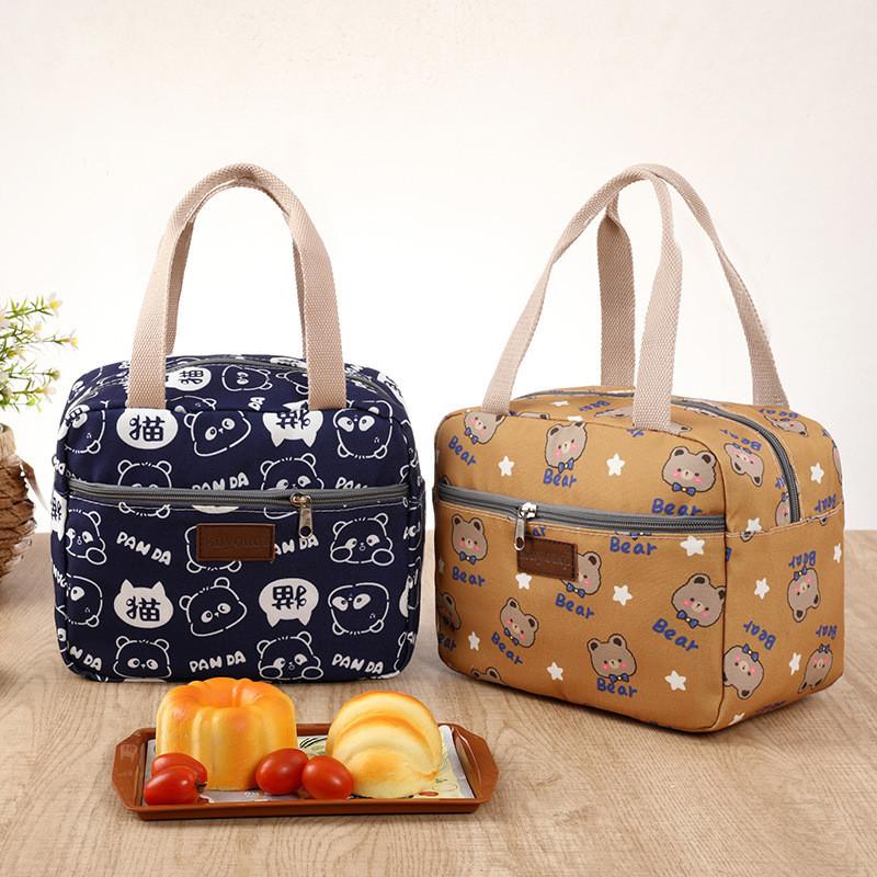 Bolsa de Almuerzo de Lona Tipo Tote Con Aislamiento Espeso Para Trabajadores de Oficina y Madres