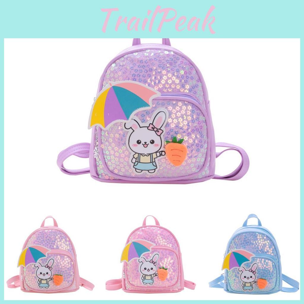 Bright Rabbit Sequin Pattern Backpack With Pu Fabric For Learning Schoolbag