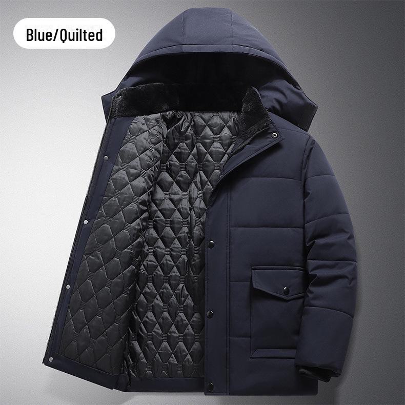 Cappotto Invernale da Uomo in Velluto Spesso - Giacca Calda Imbottita in Cotone per Uomini di Mezza Età e Anziani