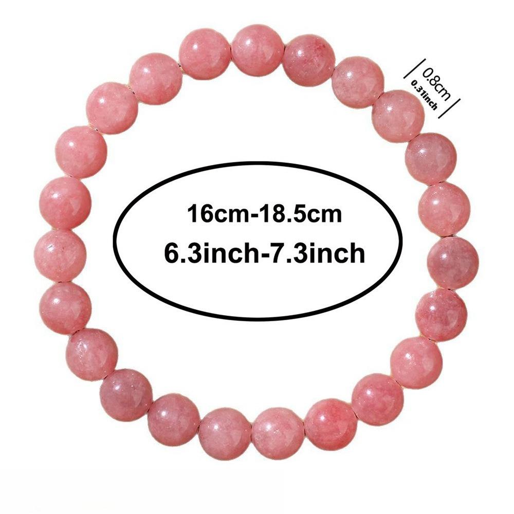 Natural Rose Quartz Beaded Bracelet For Women, Pink Strawberry Crystal Bracelet, Handmade Elastic Crystal Bangle, Gift