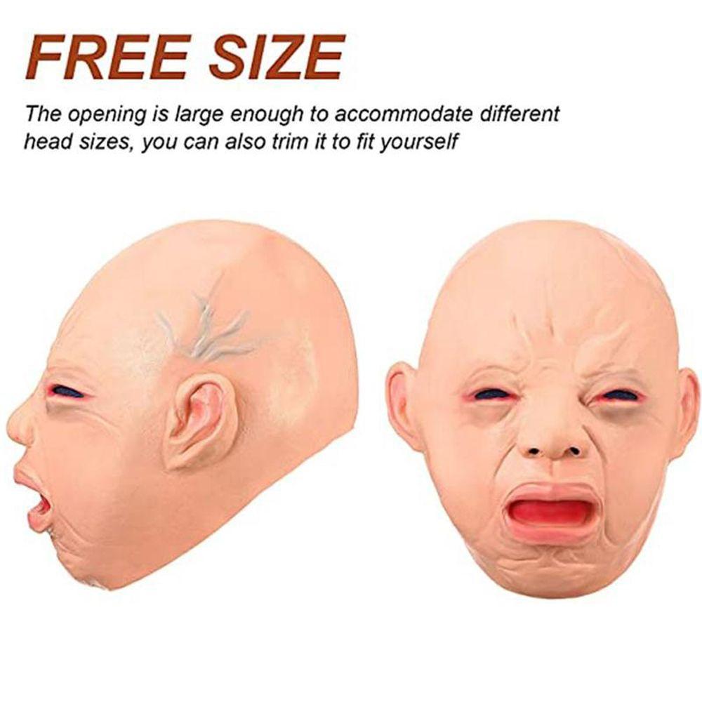 Funny Doll Halloween Costumes Full Head for Adults Latex Mask Crying Baby Mask Crying Face Mask