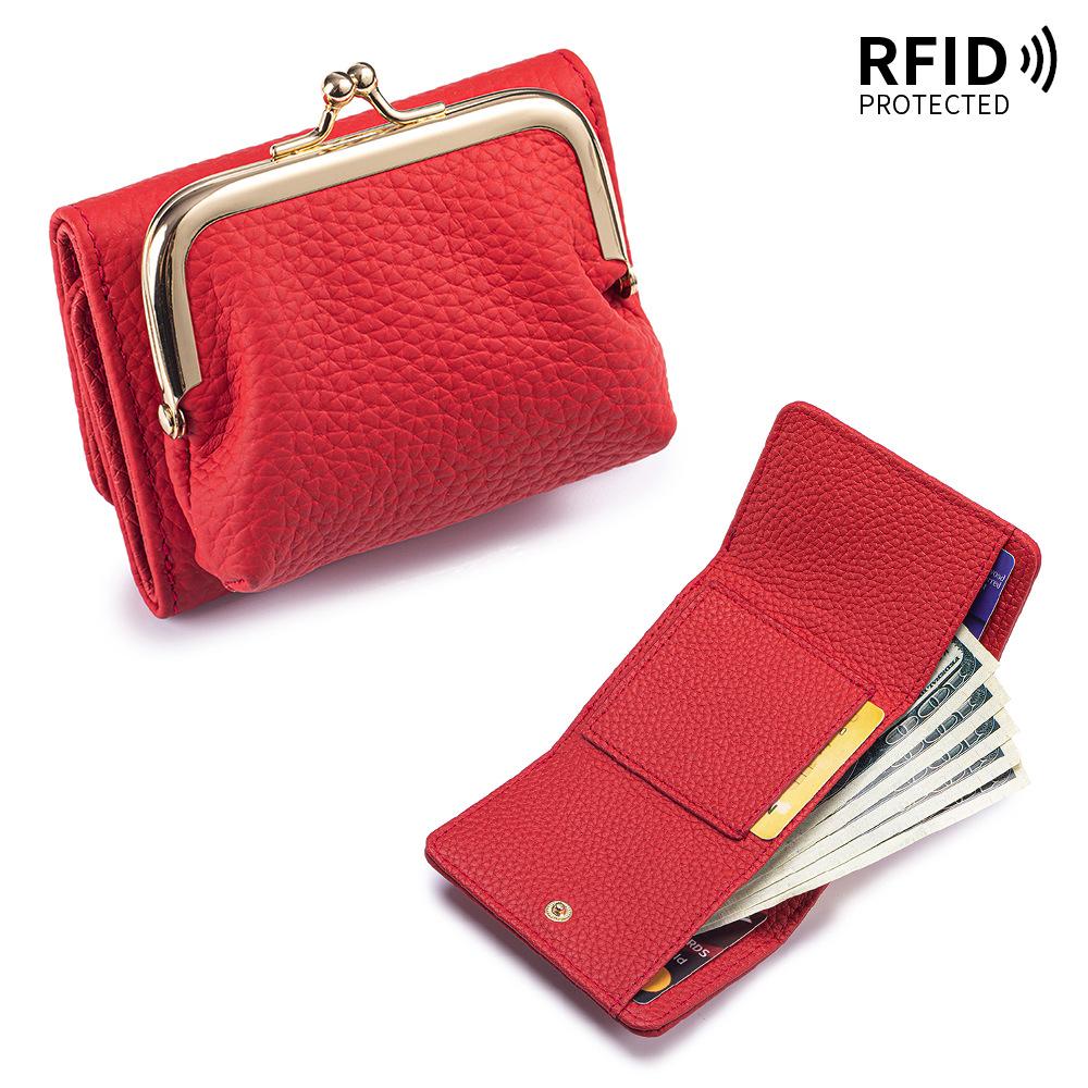 Kurzes 30% Rabatt Damen Portemonnaie große Kapazität neu kreativ multifunktional Mundgoldtasche Münzfach