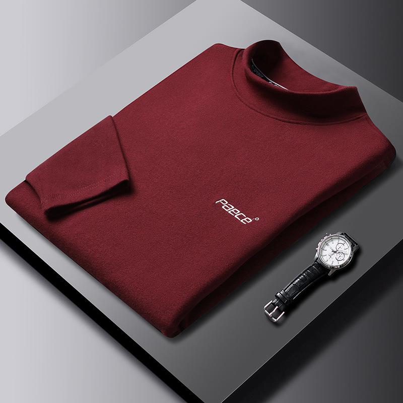 Double-sided Velvet Inner Layer Autumn Warm German Velvet Base Layer Half Turtle Collar Solid Color Close-fitting Base Layer for Men