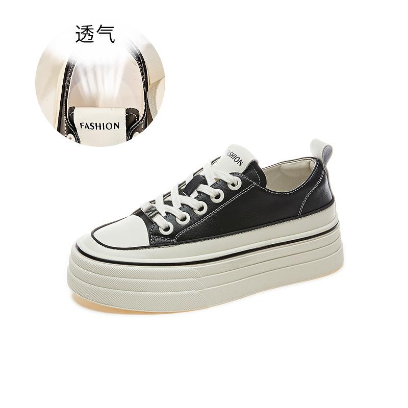 Leather little white shoes women's 2025 spring new shoes women's casual flats platform versatile women's shoes fashion board shoes