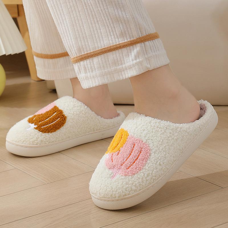 Fashion Fashion Women Slip On Platform House Slippers Casual Men Couples Christmas Printing Plus Size Shoes for Women Cotton Warm Shoes