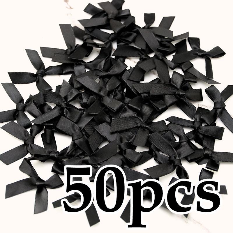 (50-Pack) 4x4cm Hot Pink Polyester Satin Ribbon Bows for DIY Crafts