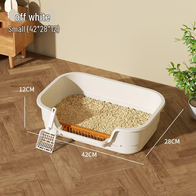 Extra Large Elevated Open Cat Litter Box - Anti-Scatter Design for Maine Coons
