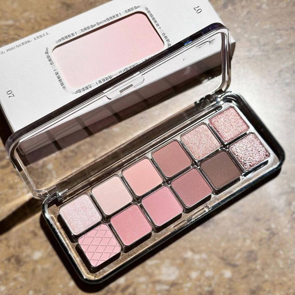 

Палетка теней для век 12 цветов, мерцающие матовые тени, глиттерные перламутровые тени для век