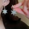 Exquisite Sparkling Zircon Snowflake Pendant Earrings, Women's Luxurious and Fashionable Wedding Banquet  Gifts