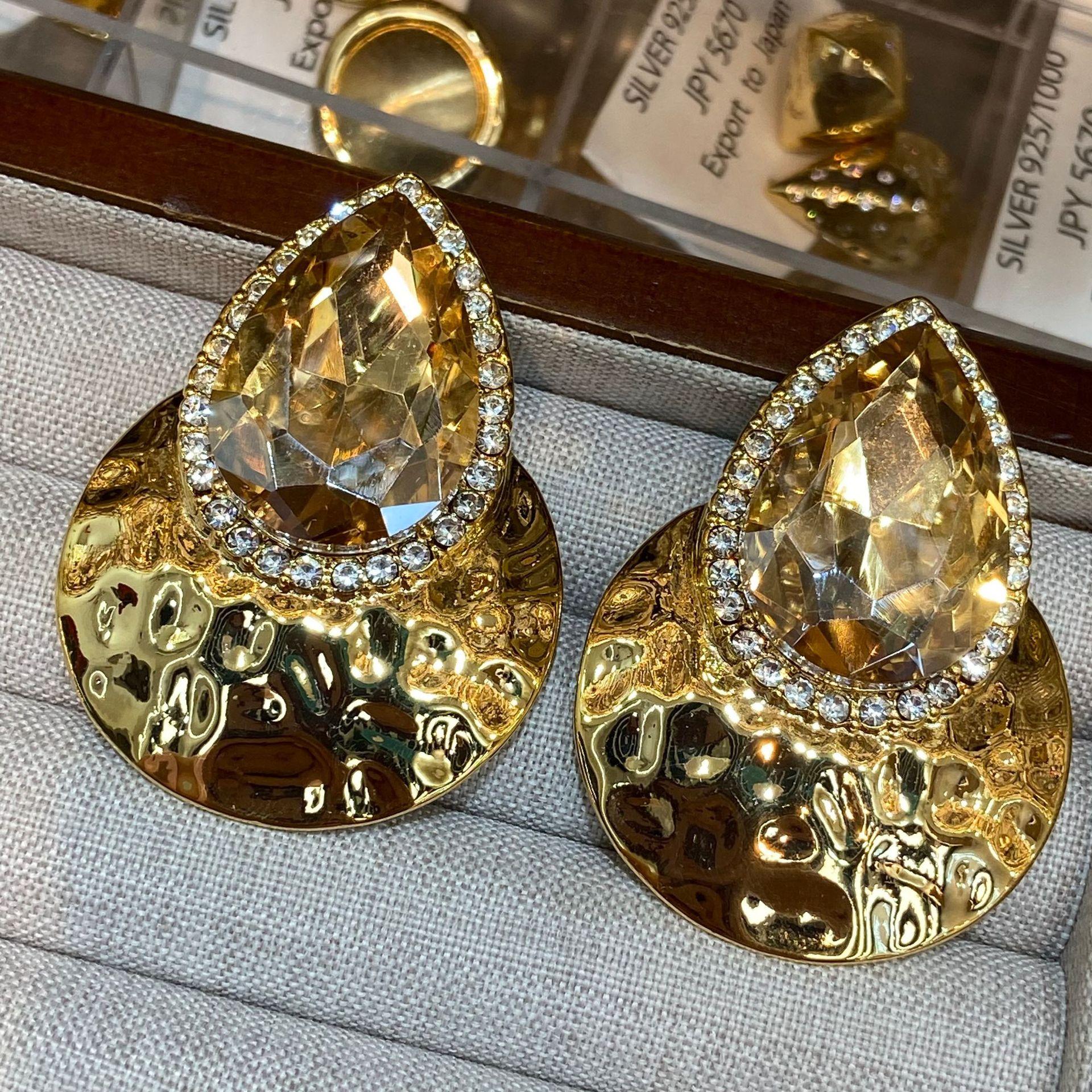 Fashion Exaggerated Earrings Women, Popular Temperament Bright Gold Water Drop Earrings Earrings