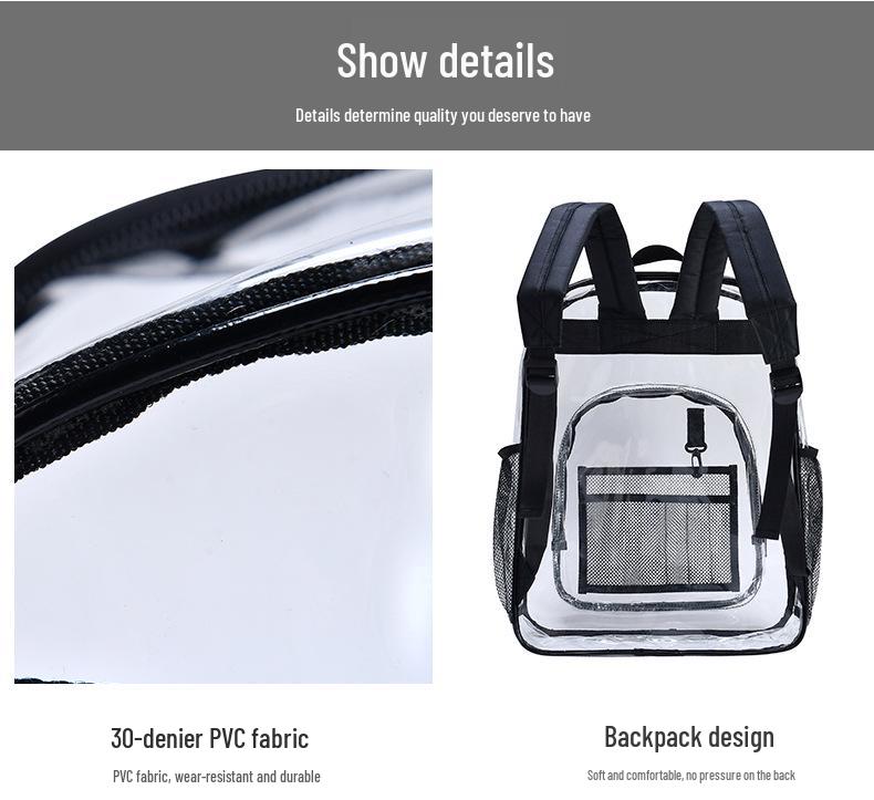 Large Capacity Transparent Backpack for High School Girls - Durable PVC Design.
