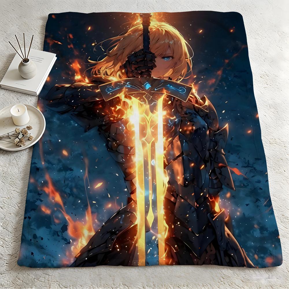 Game FFate Grand Orderr Throw Warm Soft Flannel Blanket Multiuse for Sofa Bed Camping Travel Nap