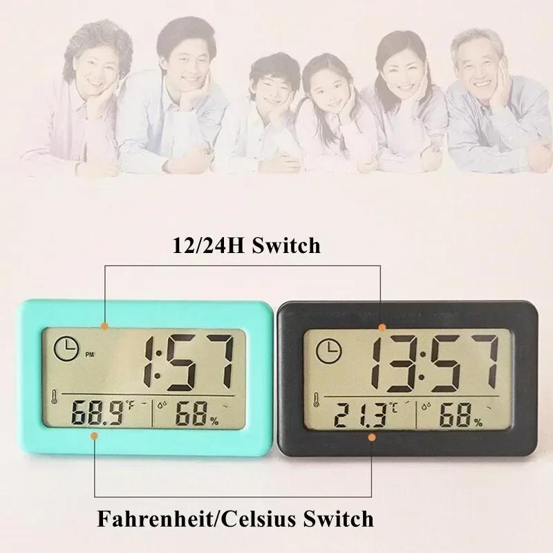 Digital Clock Thermometer LED 12/24H Desk. Electronics Table Alarm Clocks Bedroom Decoration Bedside Powered Hygrometer Bedrooms