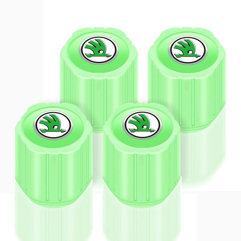 Leuchtende Autoreifenventilkappen Fluoreszierende Motorradradreifen für Skoda S Fabia 1 2 A4 A5 Octavia A7 RS Superb Rapid Yeti Karoq Vision