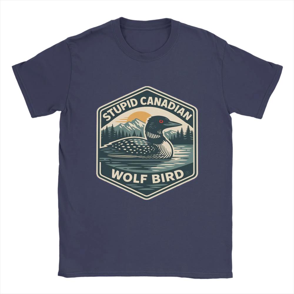 Vintage TShirt Beach Stupid Canadian Wolf Bird Hippie Men Women TShirts Cotton Tee Shirt Aesthetic Big Size Short Sleeve Tops