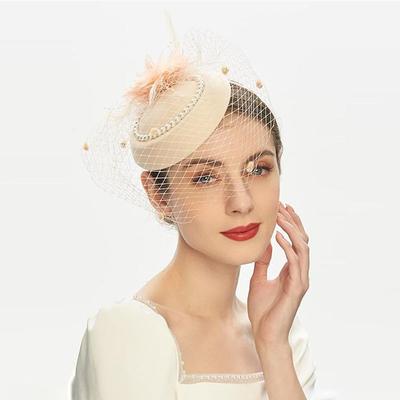 Hats 20s 50s Vintage Fascinators for Women Tea Party Hats with Feather Mesh Veil Headband