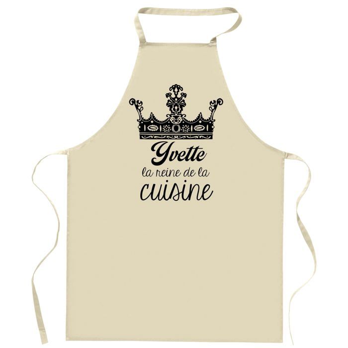 Tablier de cuisine - Yvette Reine de la Cuisine - Impression bretonne - Coton épais résistant - Liens ajustables