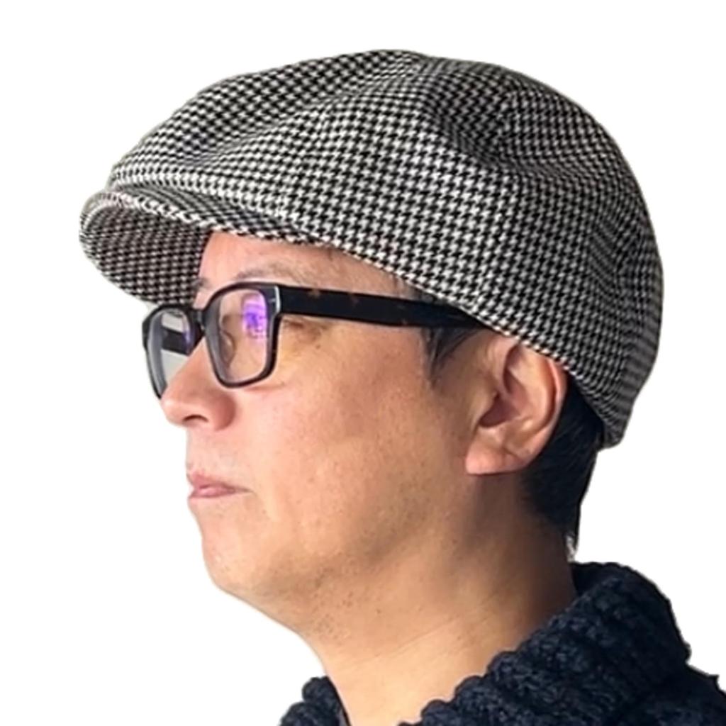 Hats for Newsboy Hunting Hunting Black Glen Made In Japan Number [Drection] Men, Cap, Cap, Hat, Watch, Check, Houndstooth, Women's, Spring, Autumn,