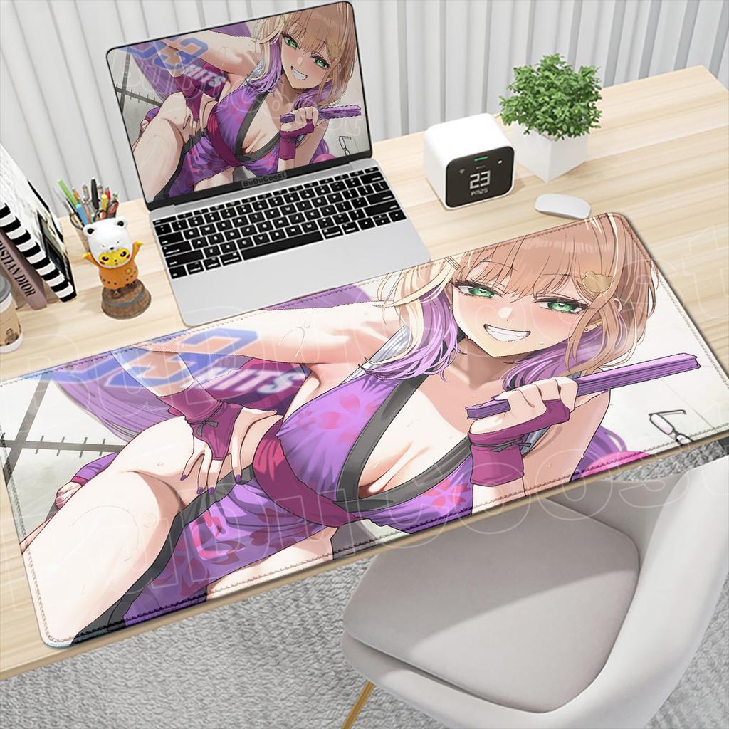 Anime Girl Office Keyboard Accessories Large Table Gaming Carpet Hololive Cute Kurumi Noah Mousepad XXL Locking Edge Desktop Mat