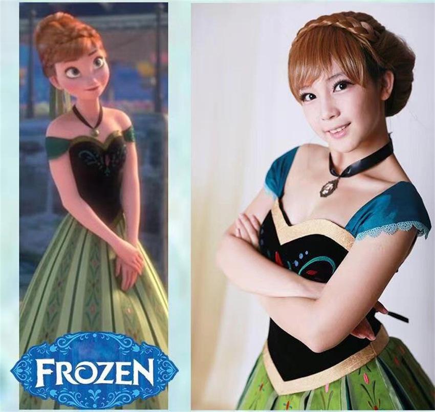 Princess Anna Frozen Cosplay Embroidered Gown Dress