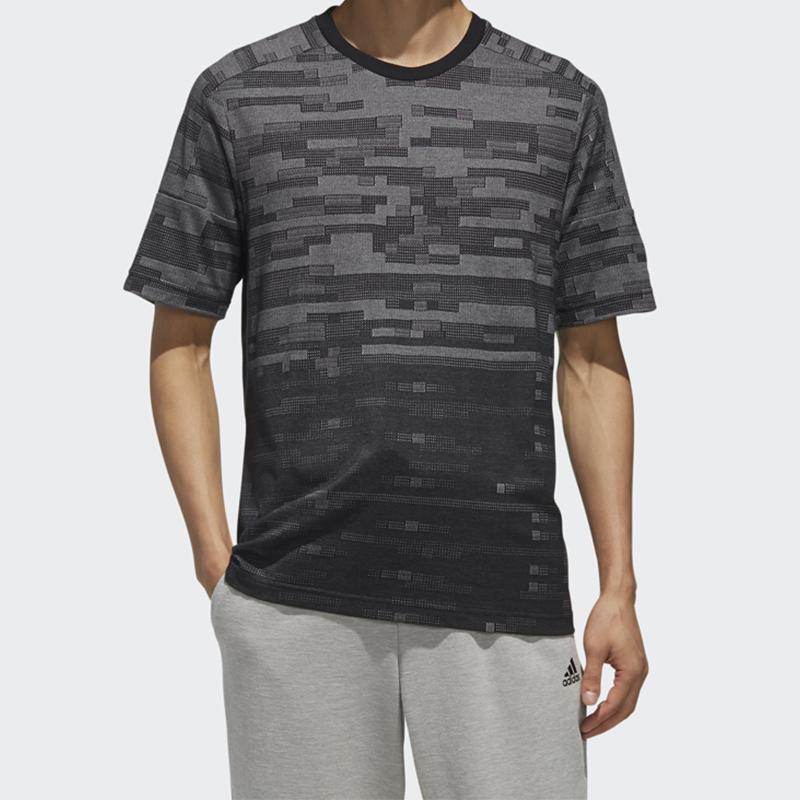 Adidas Athletic Round Neck Short Sleeve T-Shirt Men Tops Black DZ2208