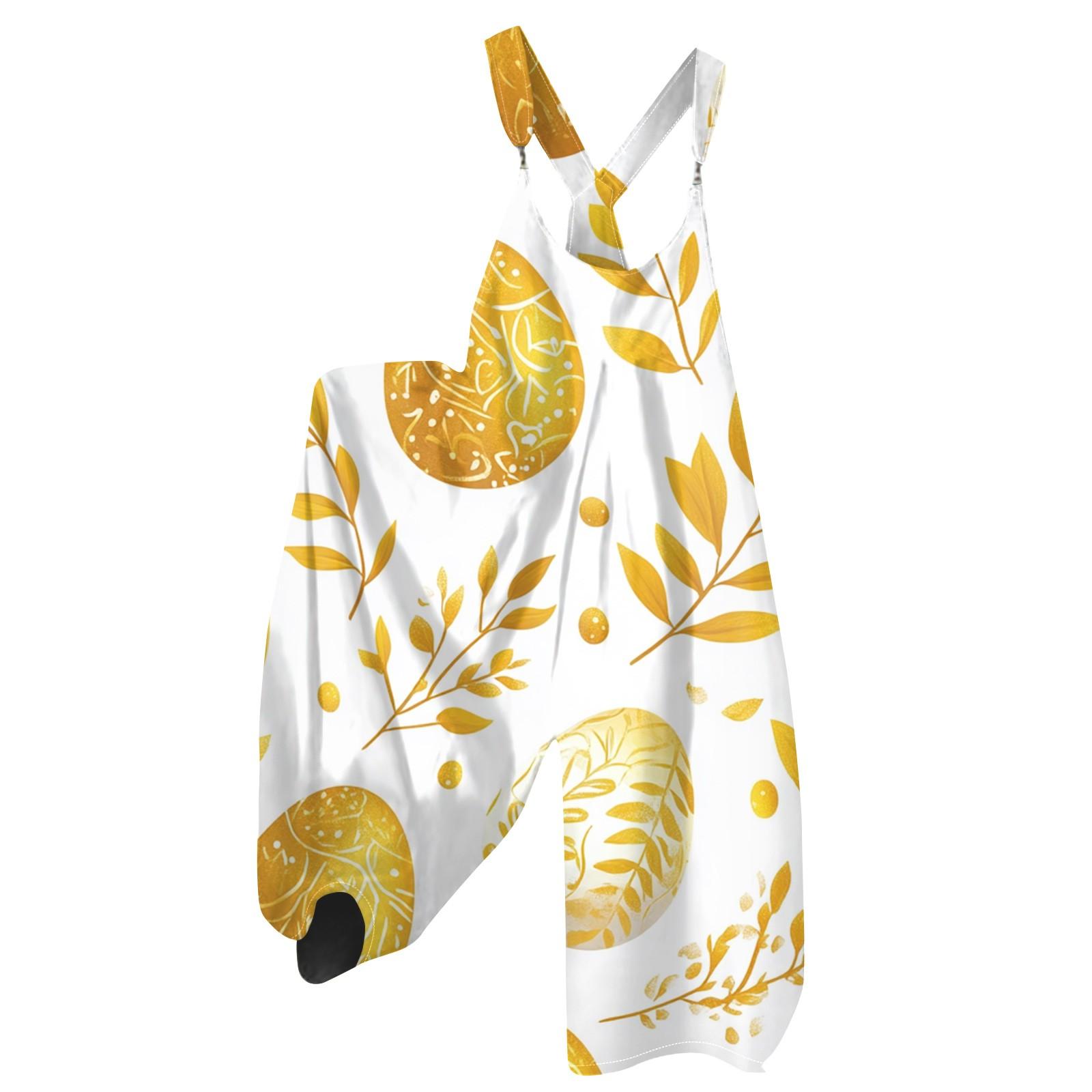 

Женский летний комбинезон с пасхальным принтом в винтажном стиле (нерегулируемый ремень) XL жёлтый