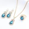 European Trendy Water Drop Jewelry Set: Necklace, Earrings, and Ring for Evening Parties