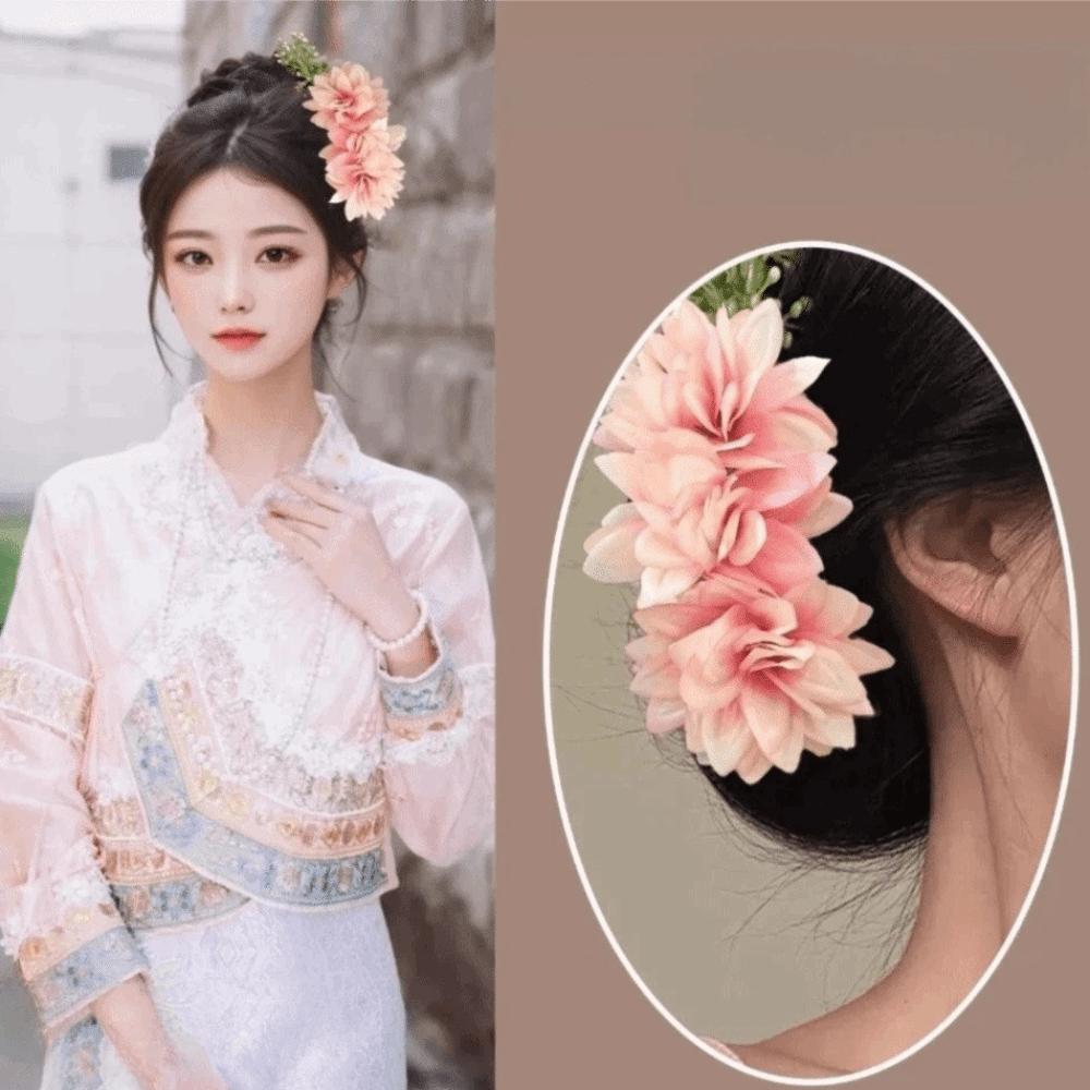 Ethnic Style Flower Hair Comb Sweet Wedding Bride Accessories Water Splashing Festival