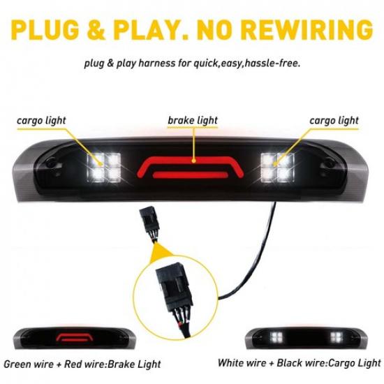 Fit 2002-2009 Dodge RAM 1500 2500 3500 LED Smoked 3Rd Third Cargo Brake Light