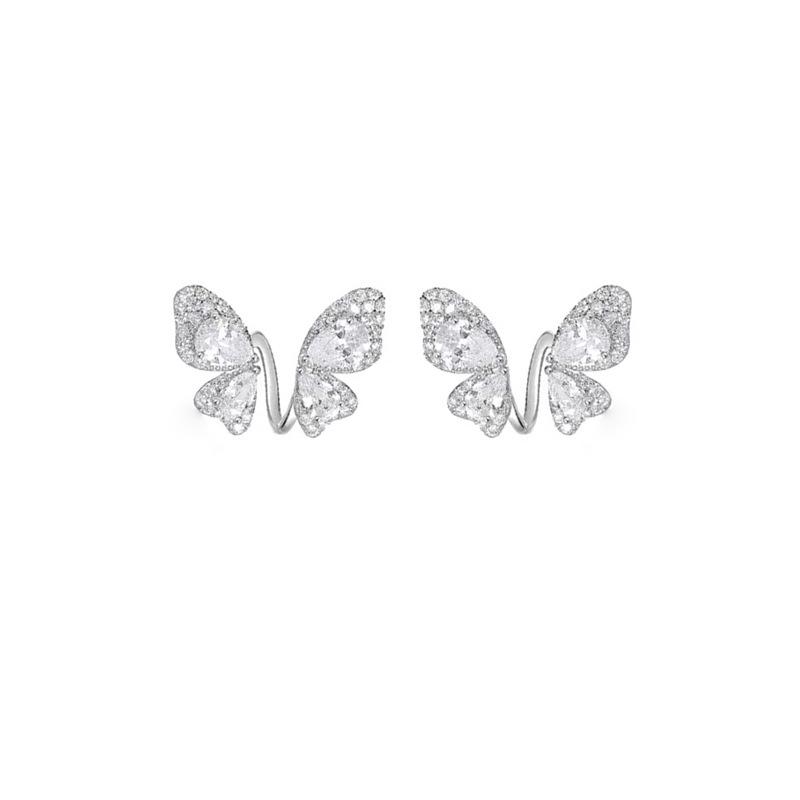 Stylish and Exquisite Butterfly Wing Ear Clips Without Ear Holes, Mosquito Coil Disc, High-end Light Luxury Zircon Niche Versatile Earrings