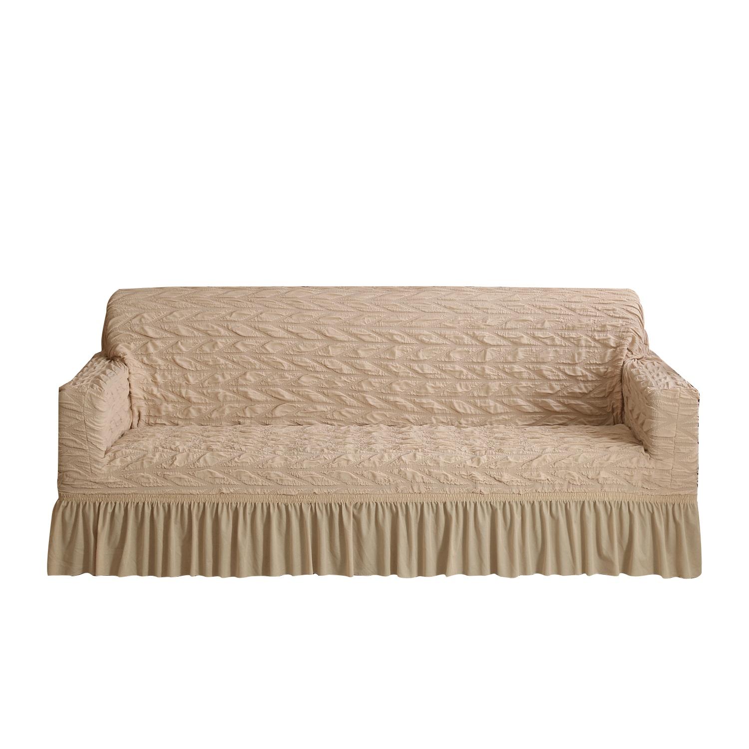 

Чехол для дивана EIFLOY Stretch, 3-местный, нескользящий, мягкий, из жатого хлопка, с юбкой, чехол для дивана, стула, мебель, защита от царапин от кошек XL 235-300