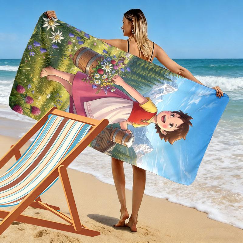Heidi Flicka Strandhandduk, Stor Mjuk Snabbtorkande Handduk för Strand Camping Simning